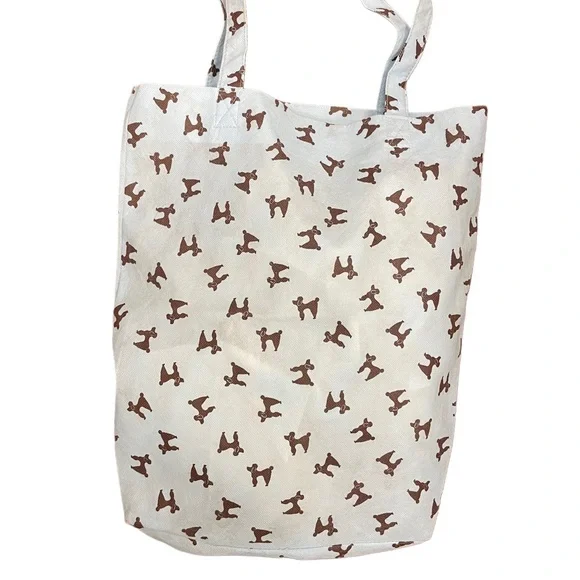 Topshop Light Blue Recycle Bag with Brown Poodle Print - Picture 2 of 4